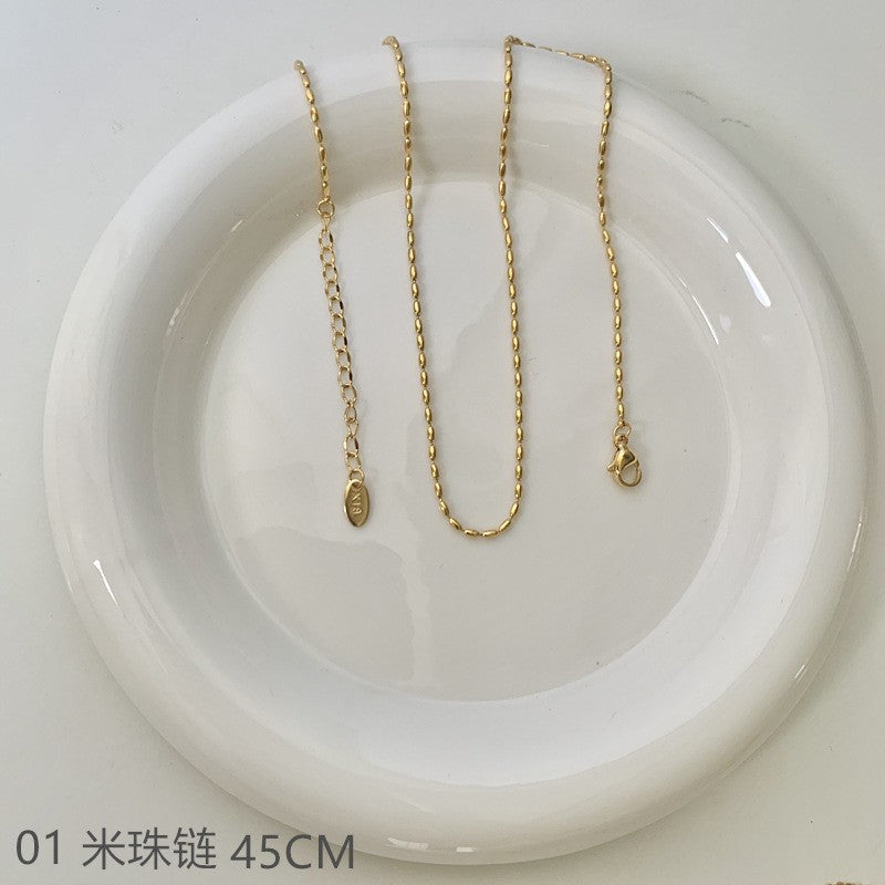 Wholesale Cross chain box chain snake bone chain titanium steel plated 24k golden sunflower clavicle chain