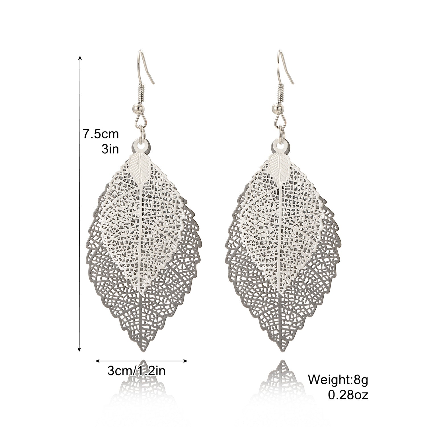 Wholesale Vintage Leaf Earrings Gold Double Layer Hollow Leaf Earrings ACC-ES-ManYi010