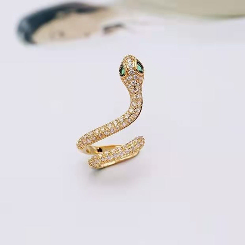 Wholesale exaggerated micro-inlaid zircon metal texture snake earrings
