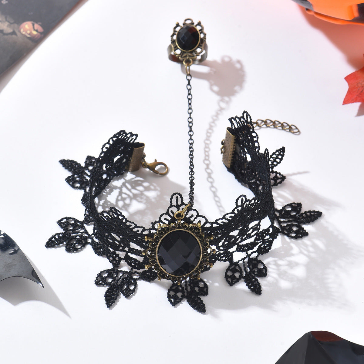 Wholesale  Gothic Style  Retro Artificial Gemstone Lace Bracelet