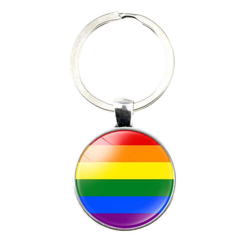 Wholesale Glass Rainbow Bar Time Gem Creative Keychain