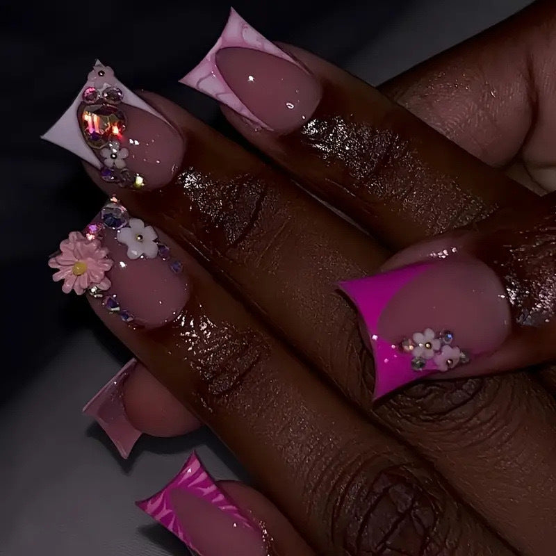 Wholesale 24 Pieces/box Diamond Flower Nails Kits Nail Stickers