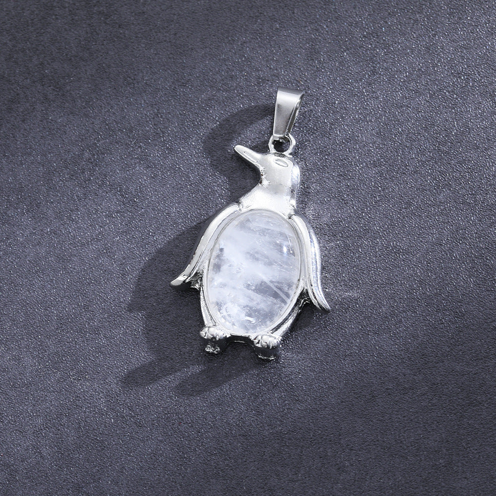 Wholesale  Natural Stone Amethyst Pendant Single Pointy Hexagonal Column Necklace