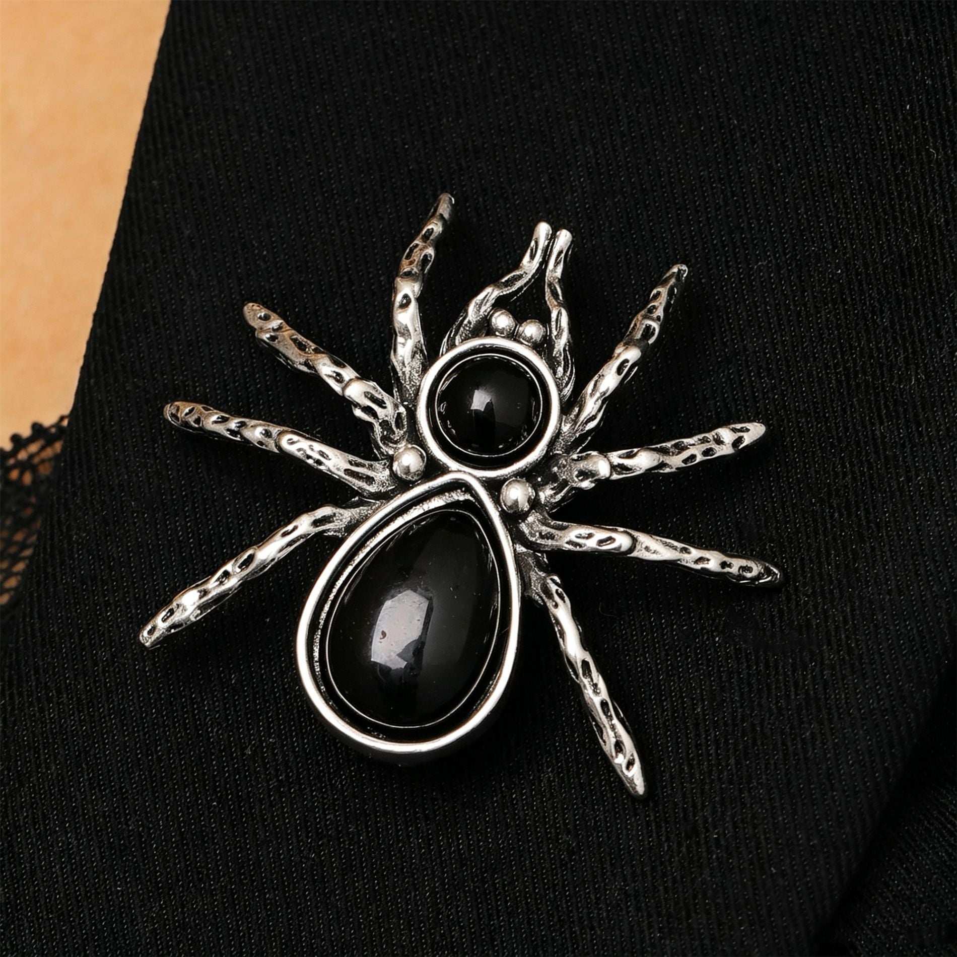 Wholesale Gothic Dark  Brooch with Black Zircon Inlay Trendy Pin for Coat Suit