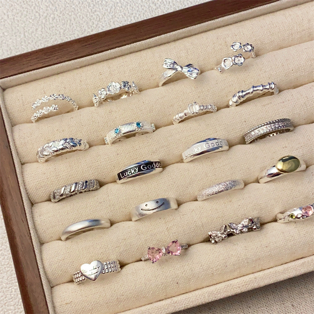 Wholesale Plain Ring Brushed Aquamarine Ring Open No Fading Ring ACC-RS-Yues003