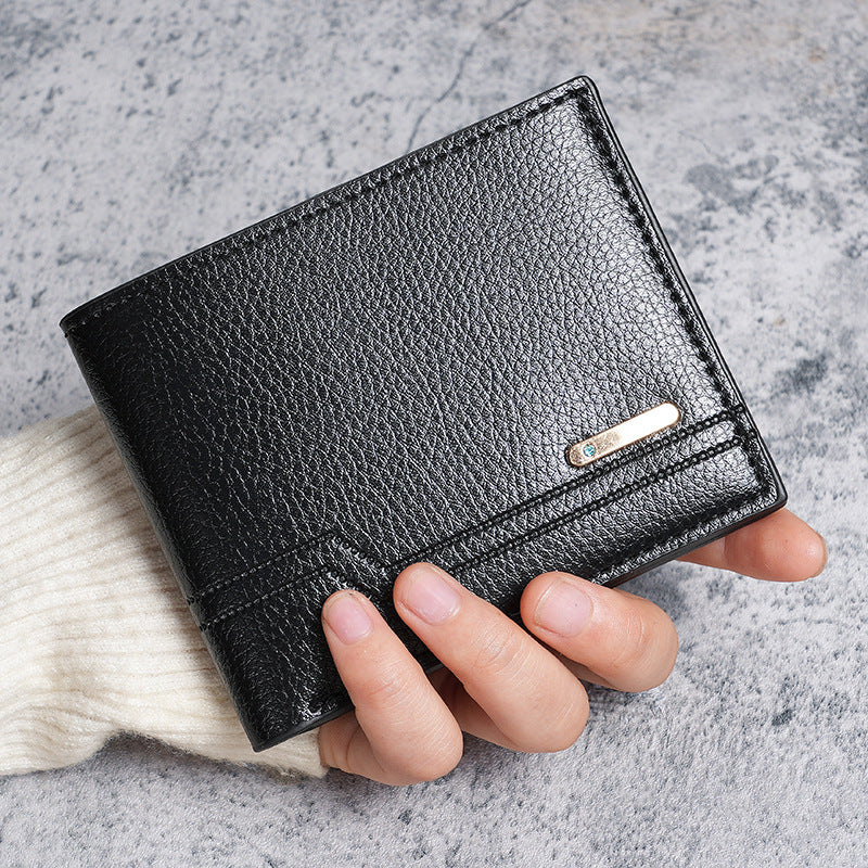 Wholesale Men S Black Faux Leather Wallet Pebble Texture Multi Card Large Capacity Casual Fashion Accessory For Daily Use Or Resale