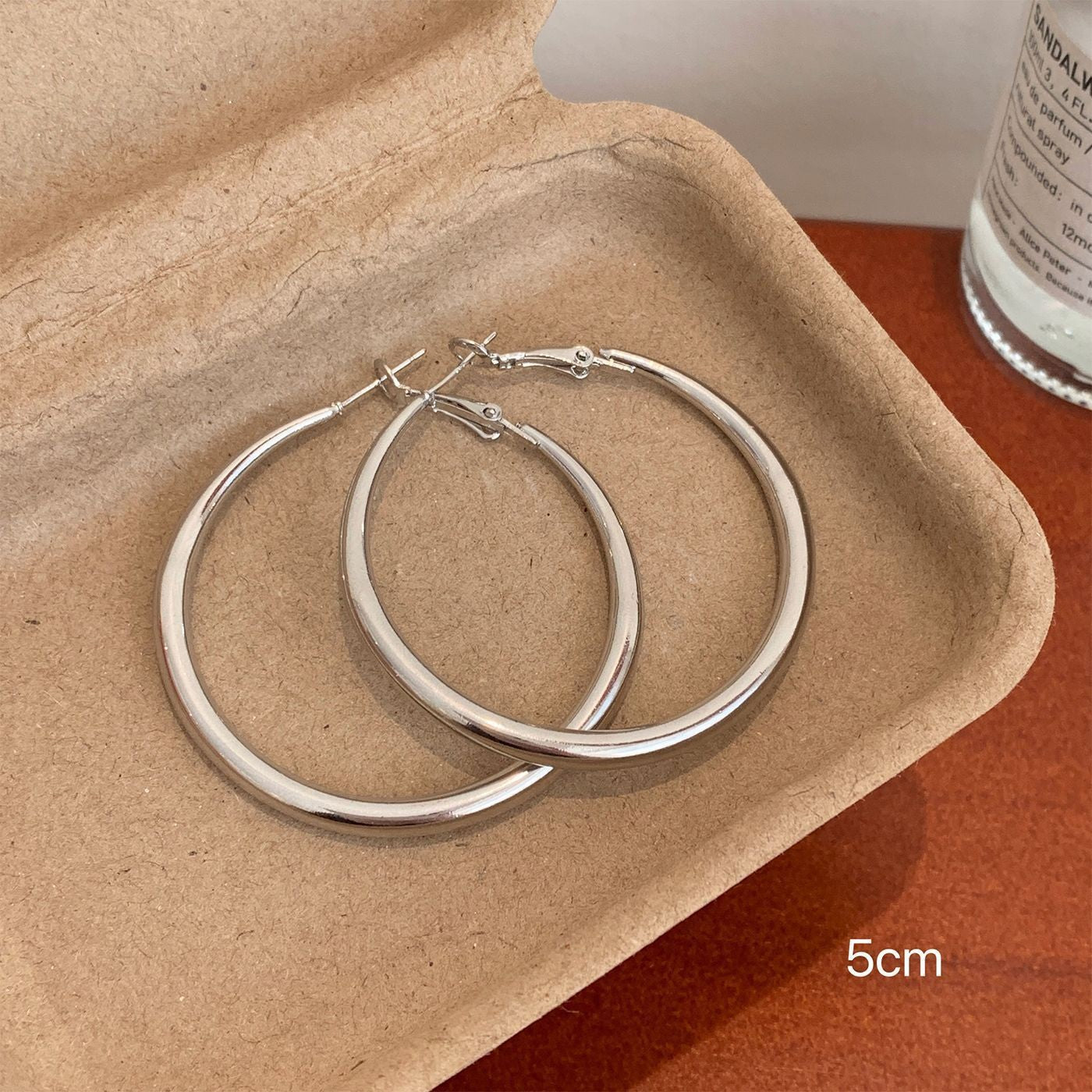 Wholesale Large earrings  suitable silver needle earrings large circle plain earrings