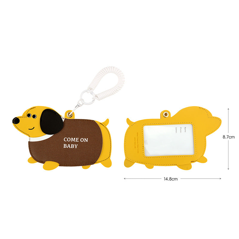 Wholesale Cartoon Dachshund Leather Card Holder Keychain Cute Student Gift Fashion Bag Charm