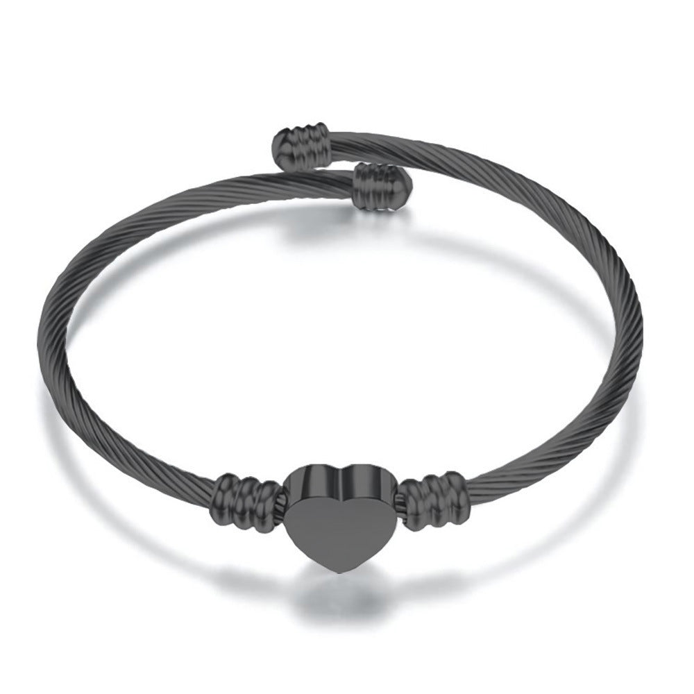 Wholesale Heart Design Gold-Plated Braided Adjustable Stainless Steel Bracelet Gift Jewelry Accessory