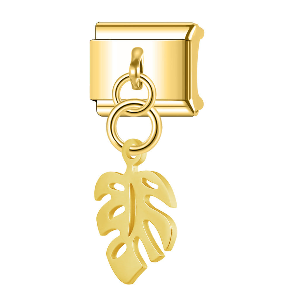 Wholesale Italian Charm Bracelet 9mm DIY Splicing Hollow Gold Pendant Stainless Steel Composable Bracelet