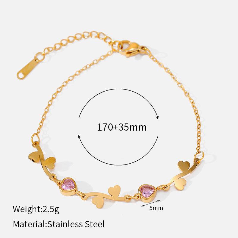 Wholesale Trendy Women S Adjustable Stainless Steel Bracelet With Colorful Zircon 18K Gold Tone Flower Design Anniversary Jewelry Gift