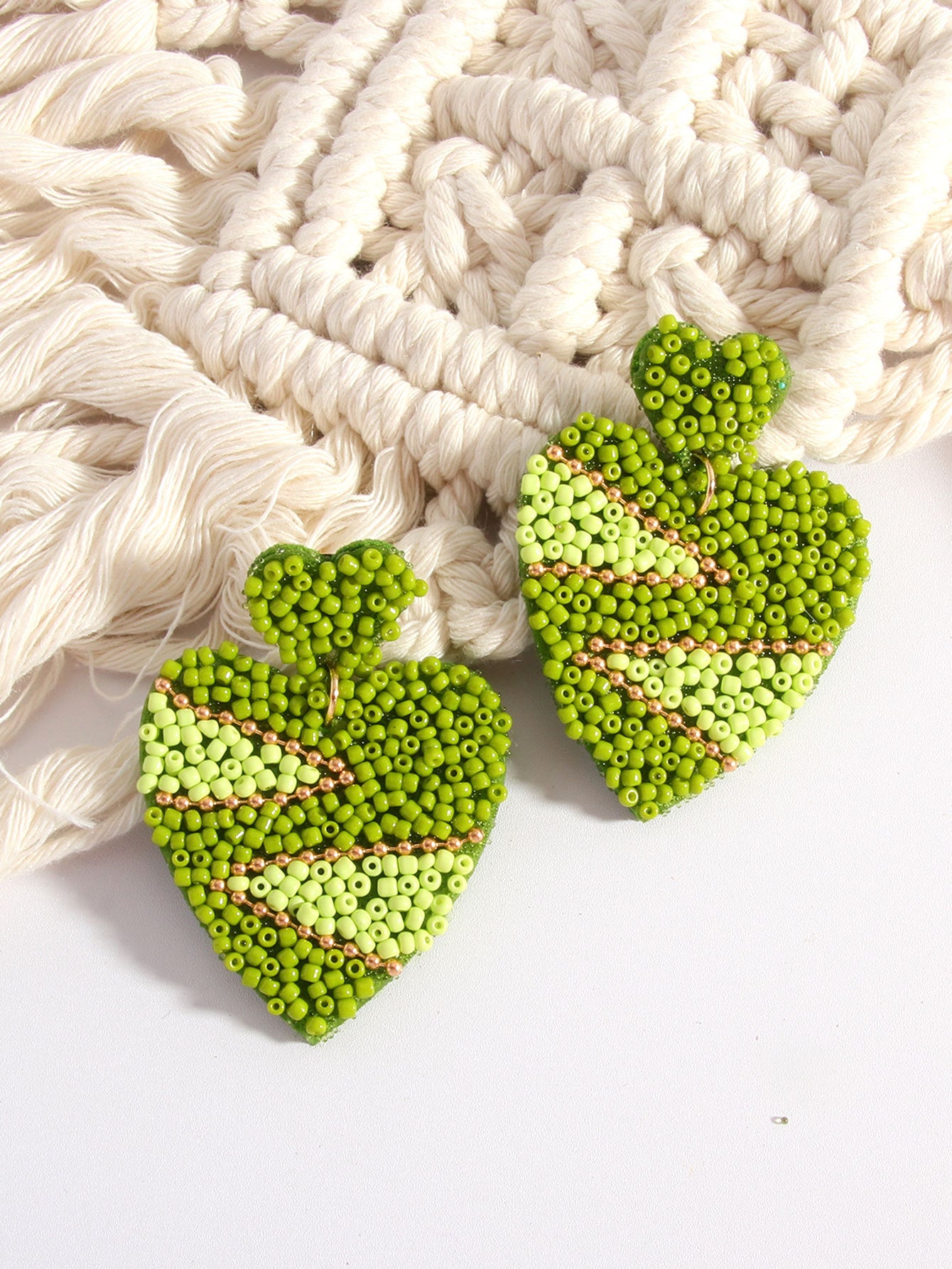 Wholesale Bohemian Love Rice Bead Ethnic Style Handmade Heart-shaped  Earrings