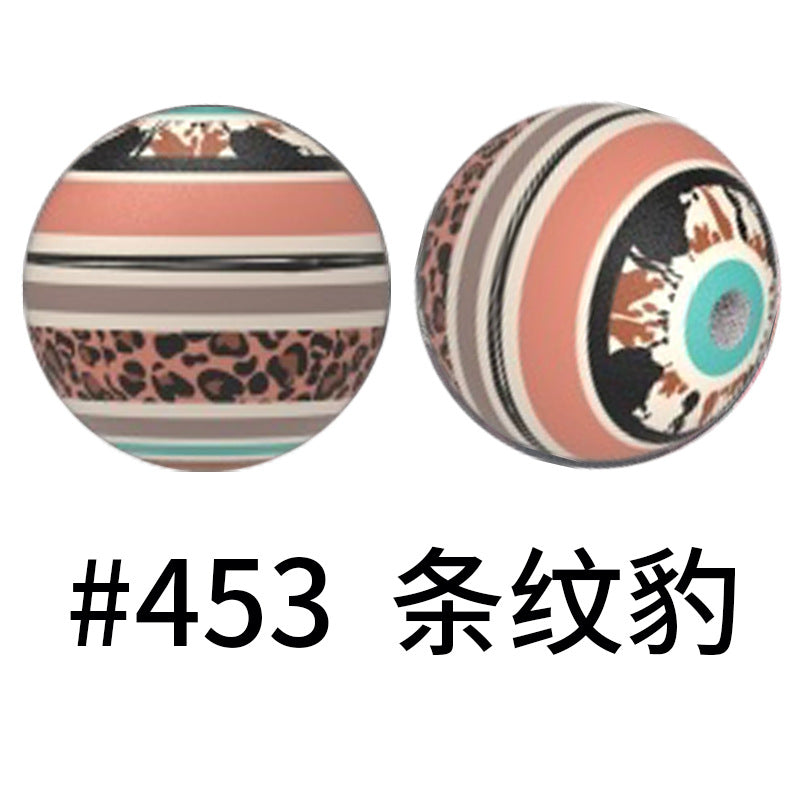 Wholesale 50pcs 15mm Western Style Leopard Skull Color Aztec Printed Silicone Balls Beads ACC-BDS-HeSheng001