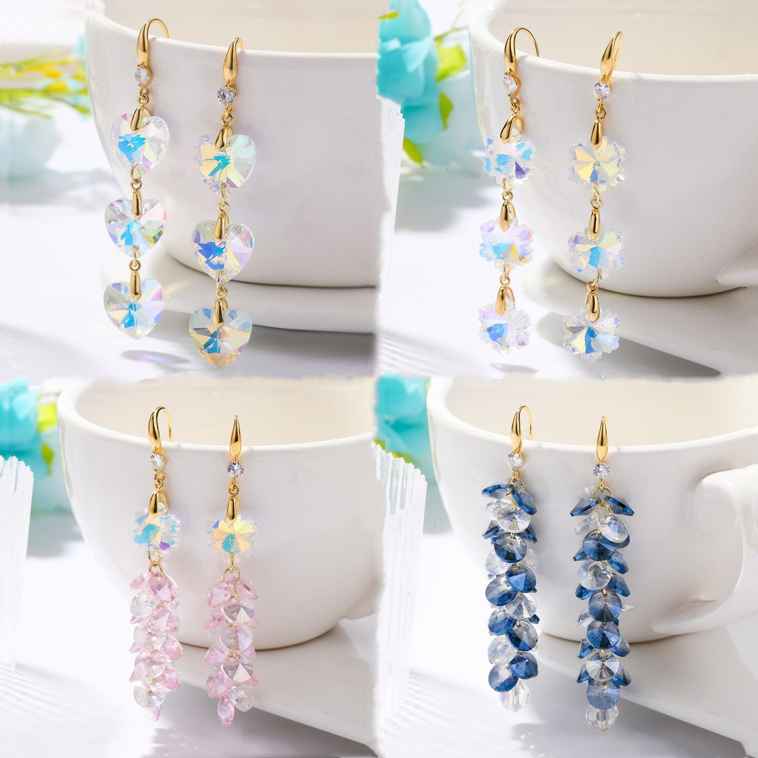 Wholesale  long colorful flower lovely earrings