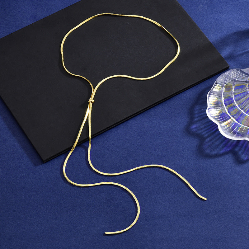 Wholesale titanium steel one-wear-multiple-wear thick flat snake chain sweater chain