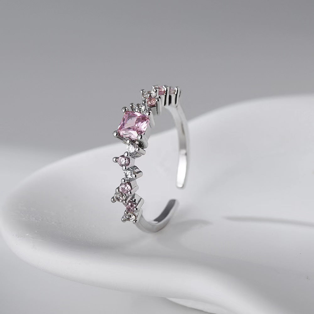 Wholesale Light Luxury Zircon Inter-color Pink Open Rings ACC-RS-YXY041