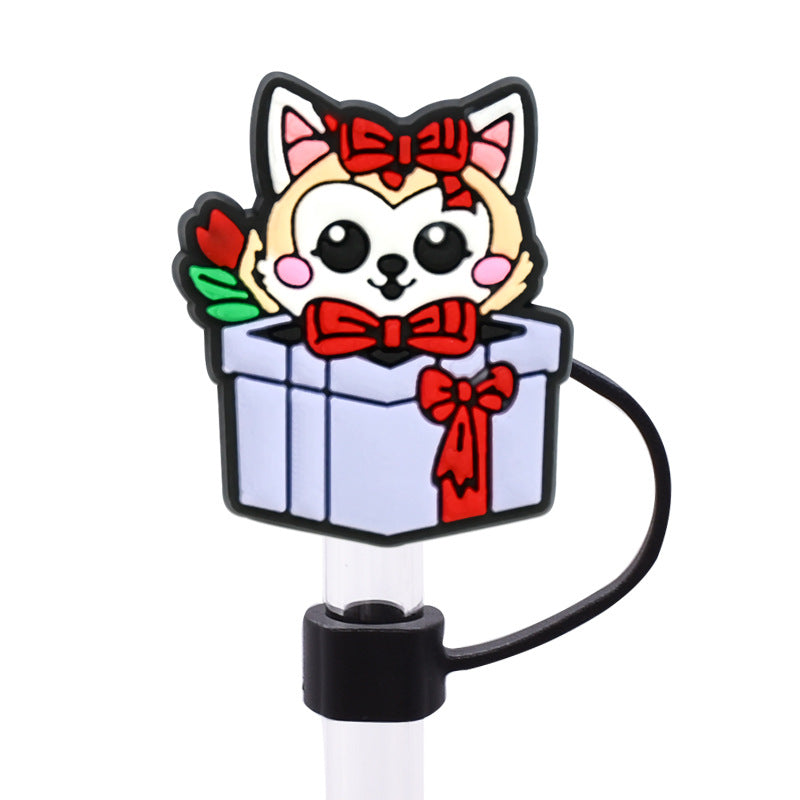 Wholesale Random 100pcs Cat Series 8/10mm PVC Soft Straw Tube Cap