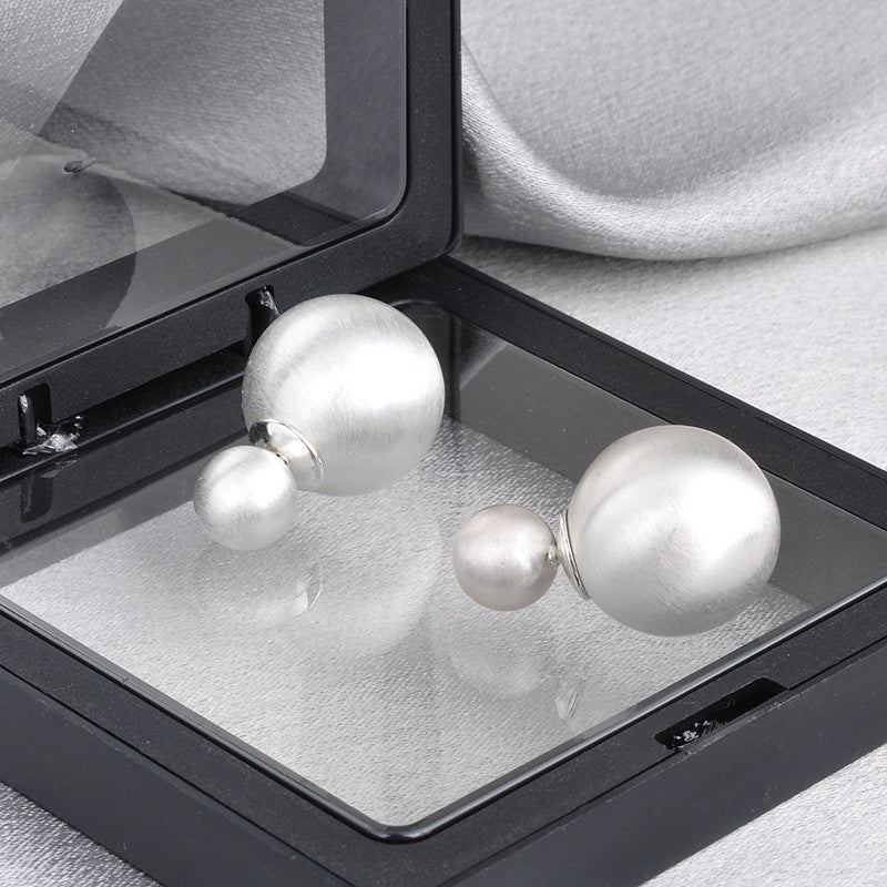 Wholesale all-match personalized metal brushed ball stud earrings
