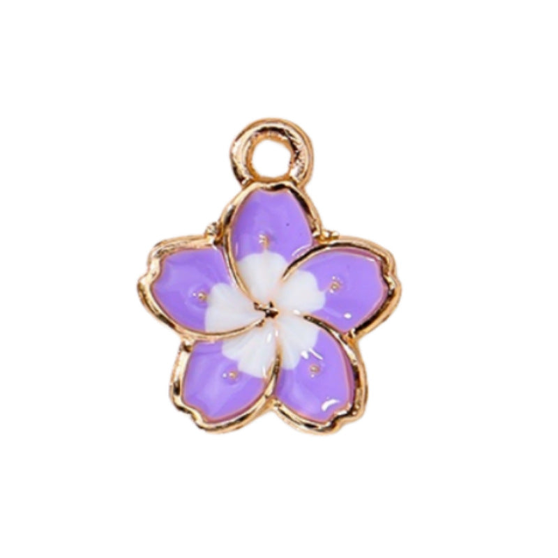 Wholesale 10pcs/ pack 13mm Colorfulful Plumeria Oil Dripping Alloy Cherry Blossom Flower Pendant Pendant DIY Bracelet Necklace Earrings Accessories
