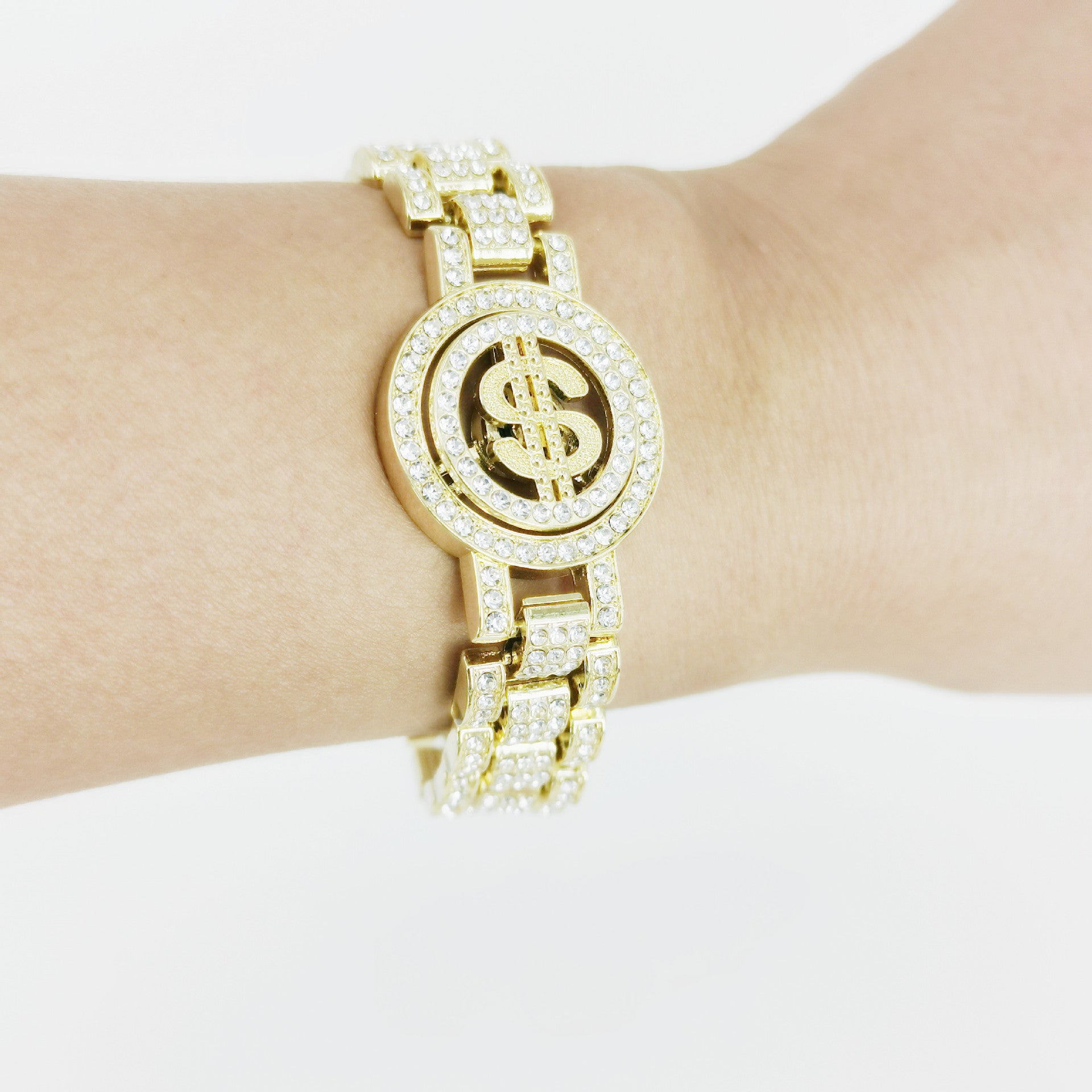 Wholesale Gold Alloy Cuban Chain Necklace Rhinestone US Dollar Pendant Hip Hop Style Unisex Fashion Accessory