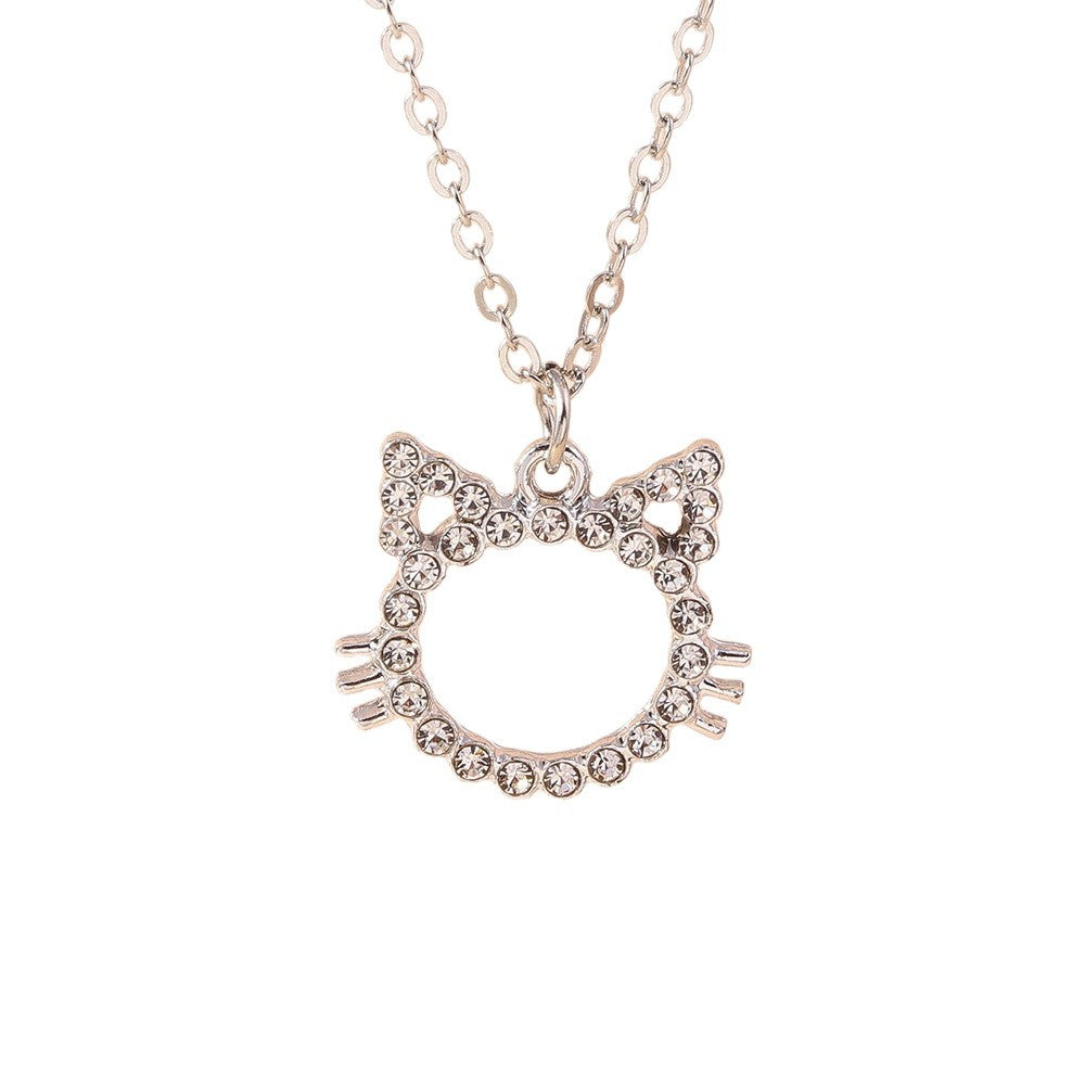 Wholesale jewelry fashion design kitten clavicle chain hollow rhinestone cat necklace