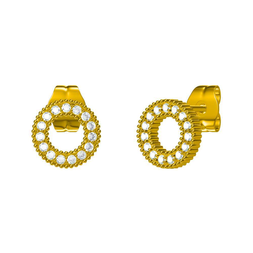 Wholesale Titanium steel geometric earrings inlaid with zircon