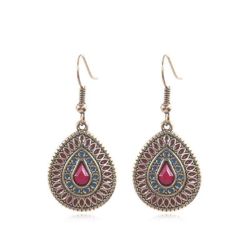 Wholesale Alloy Clear Drip Oil Geometric Bohemian Earrings for Women Fashion Accessory
