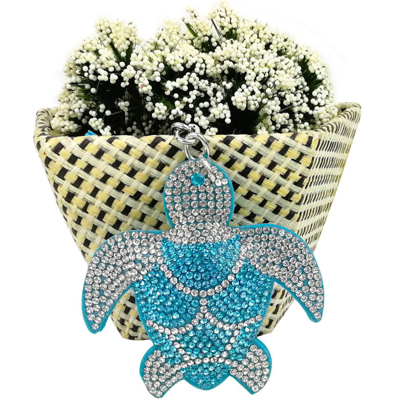 Wholesale Creative Cartoon Turtle Leather Diamond Keychain