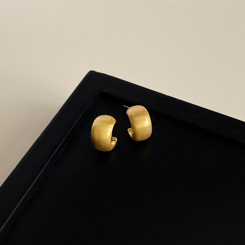Wholesale  simple brushed frosted bean stud earrings