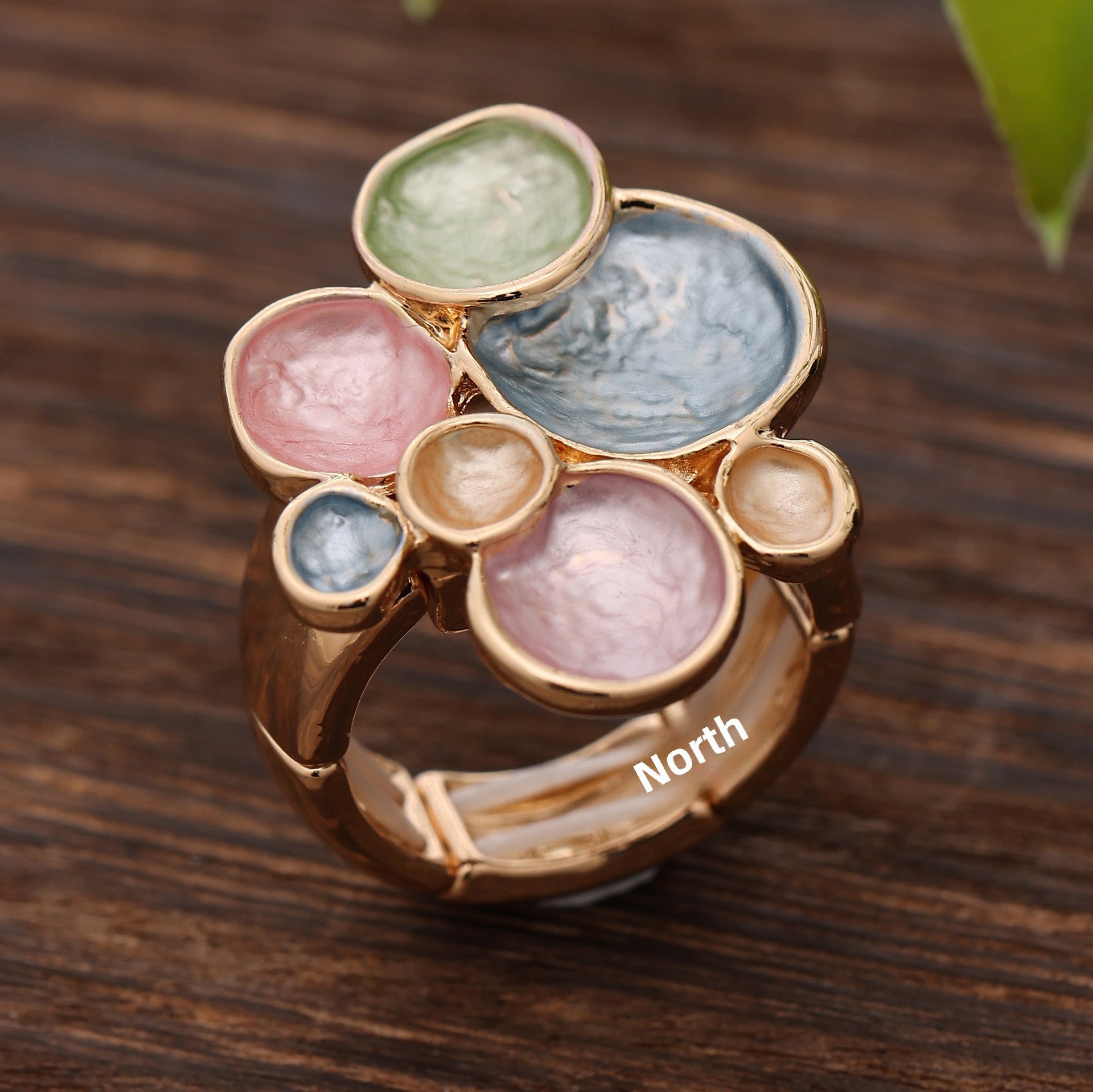 Wholesale Colorful Floral Elastic Rings round Shape Jewelry