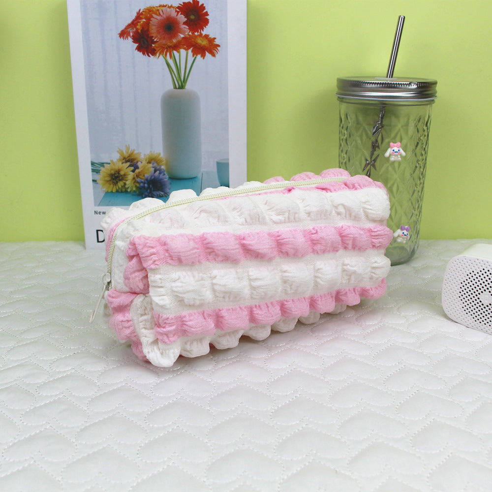 Wholesale Macaroon Color Bubble Grid Pencil Case