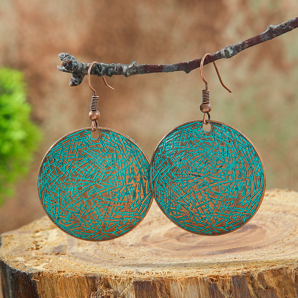 Wholesale Bohemian Hollow Geometric Retro Vintage Alloy Earrings for Everyday Wear or Gift