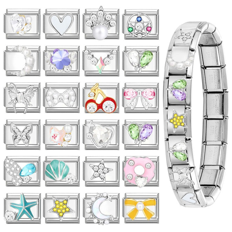 Wholesale Italian Charm Bracelet 9mm DIY Splicing Removable Stainless Steel Insect Series Composable Bracelet