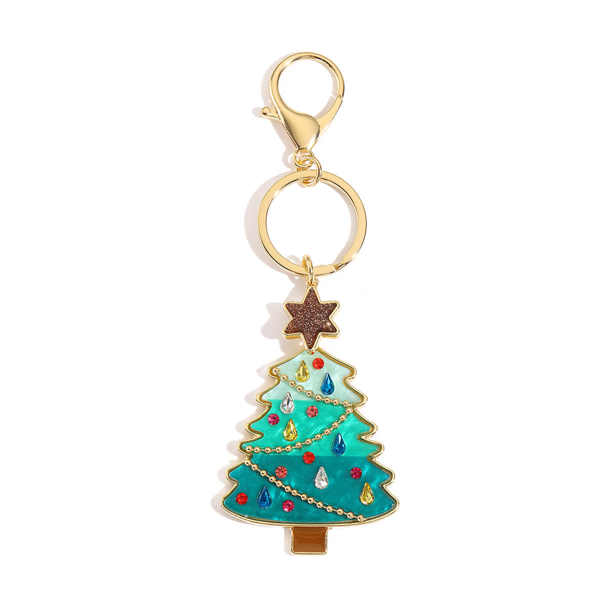 Wholesale Trendy Christmas Tree Socks Keychain Acetate Rhinestone Bag Charm Gift Decoration