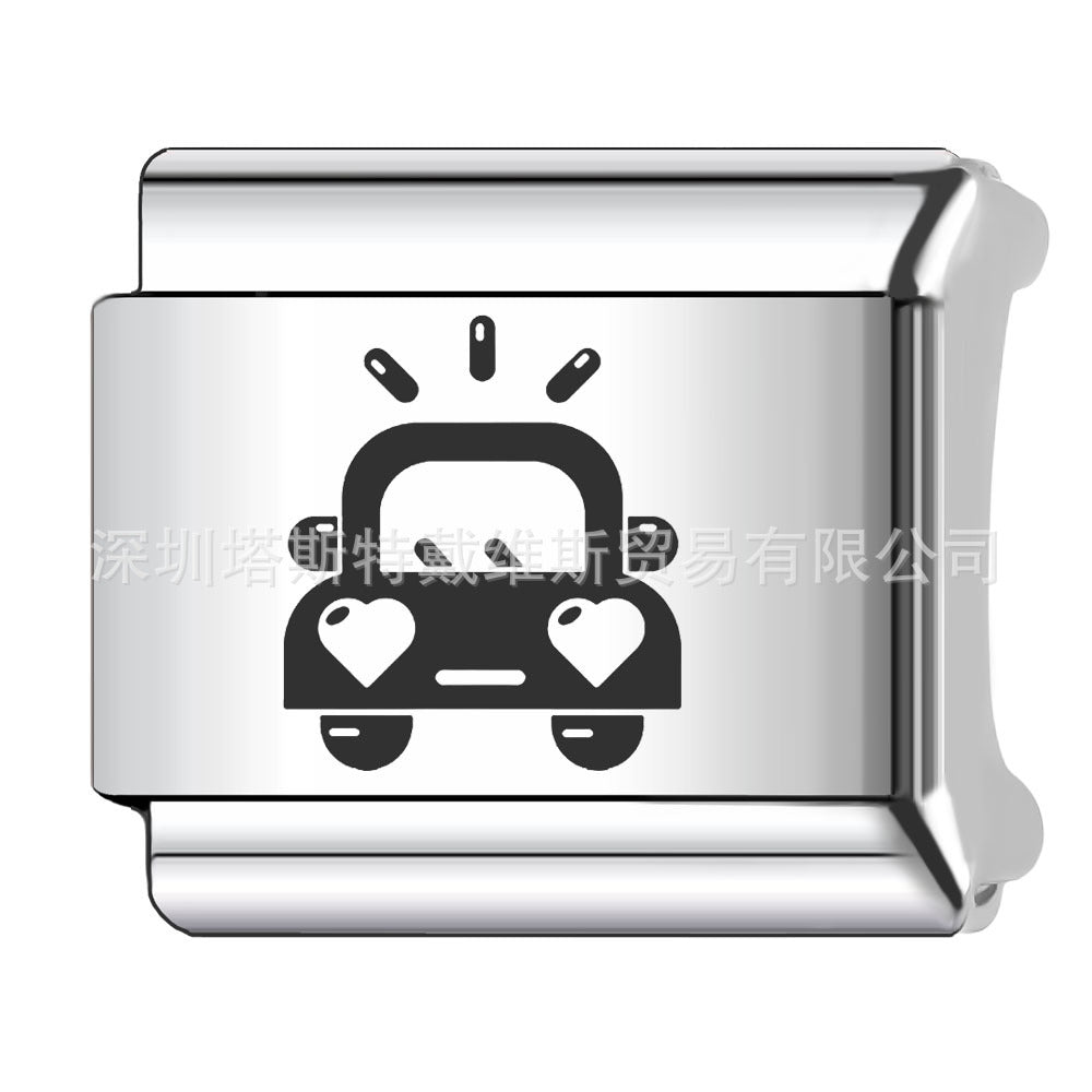 Wholesale 9mm Italian Charm Starter Bracelets DIY square Single Section Creative Stainless Steel Composable Bracelet