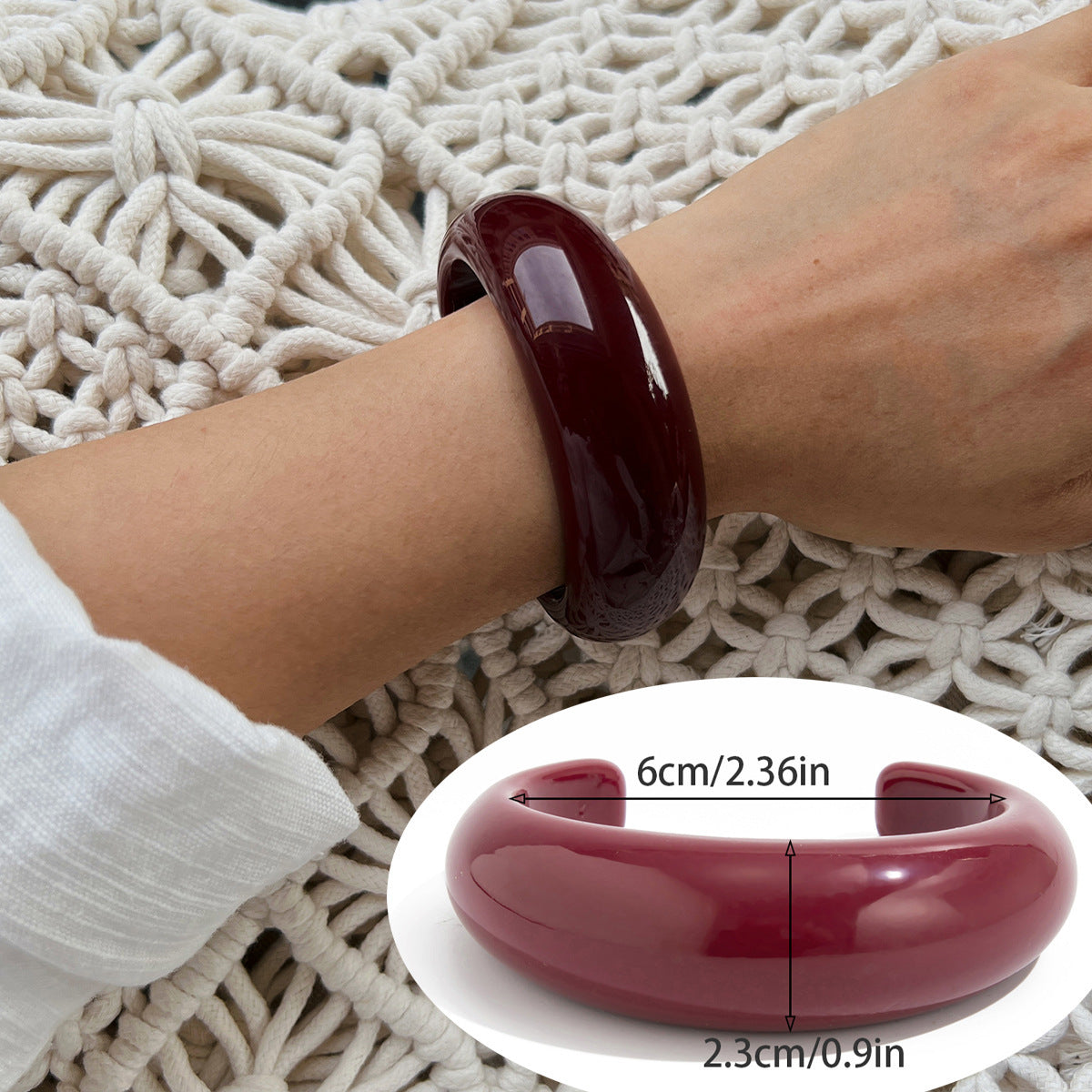 Wholesale Non Fading Resin Bracelet Curved Polished Vintage Style Trendy Jewelry Accessory For Everyday Wear