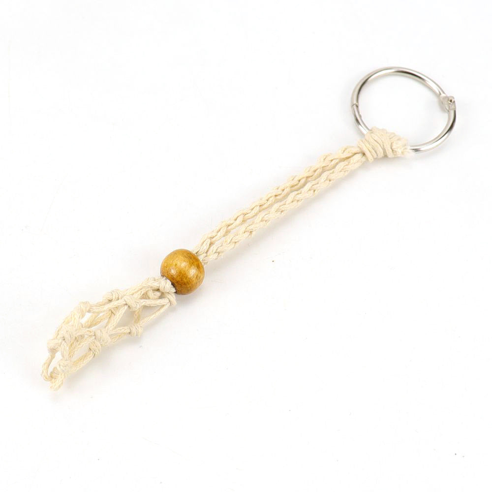 Wholesale Natural Stone Crystal Handwoven Mesh Bag Keychain Adjustable Retractable Mesh Bag ACC-KC-HanX002
