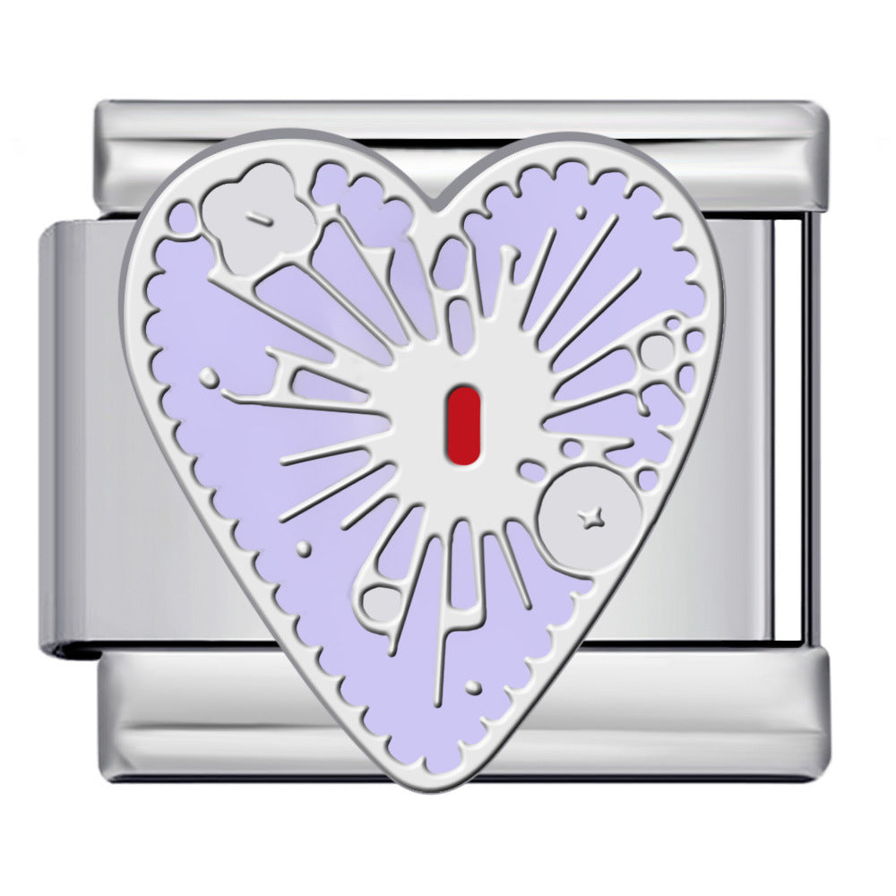 Wholesale Italian module Heart-shaped pattern titanium steel  DIY bracelet