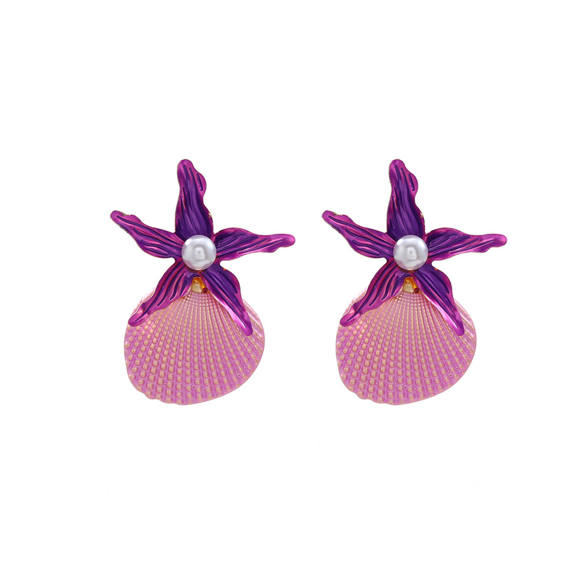Großhandel Summer Beach Urlaubsstil Starfish Shell Perlenohrringe