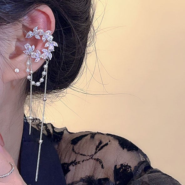 Wholesale  butterfly tassel ear clip  flower earrings