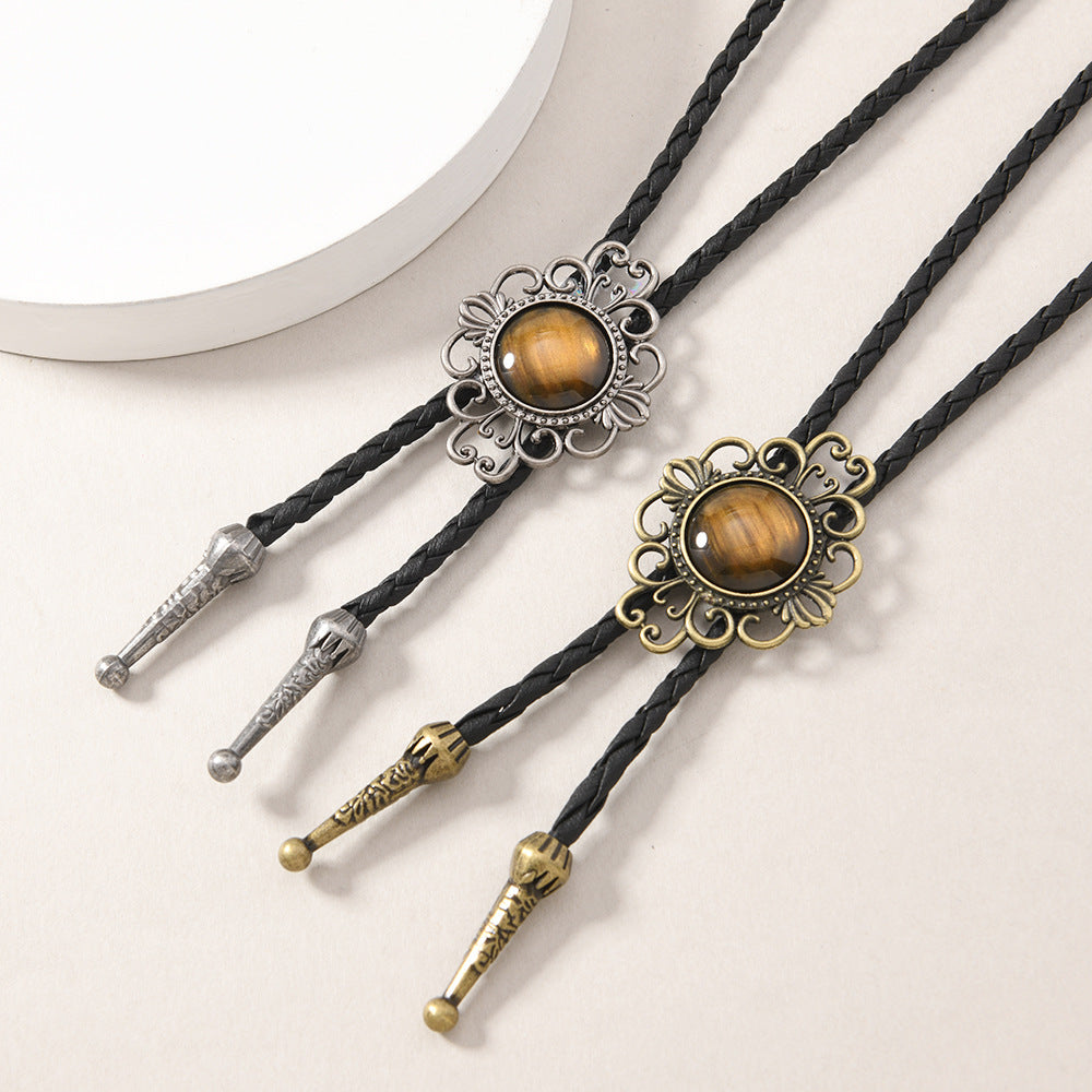 Wholesale  Retro Metal Alloy Gemstone Pendant Necklace