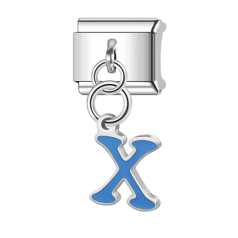 Wholesale Italian Charm Bracelet 9mm DIY Splicing English Letter Name Pendant Stainless Steel Composable Bracelet