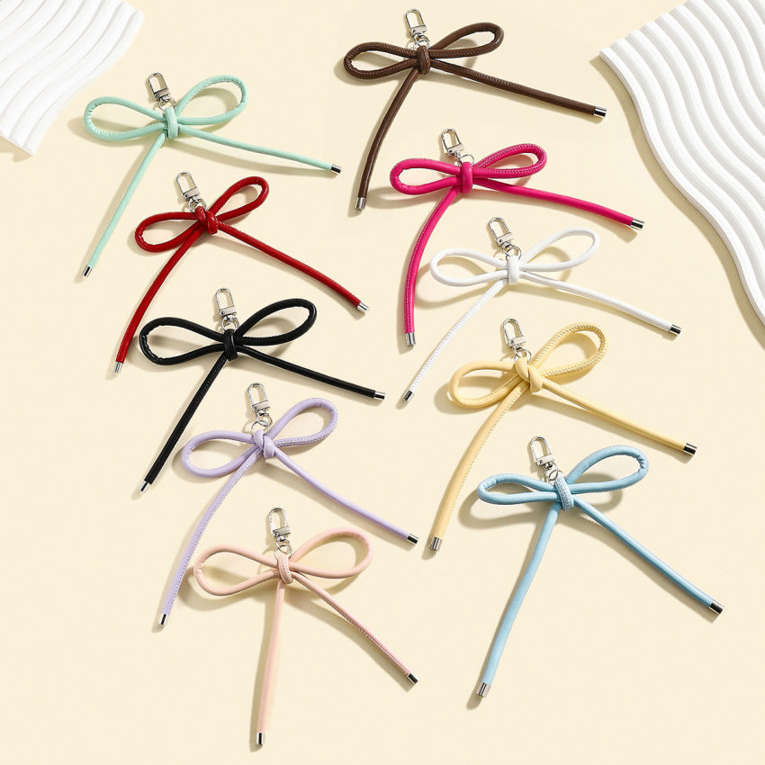 Wholesale Leather bow lanyard keychain