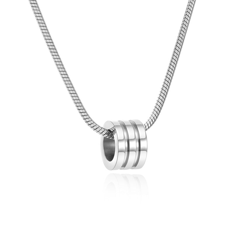 Wholesale Titanium steel waist glossy Cylindrical pendant necklace
