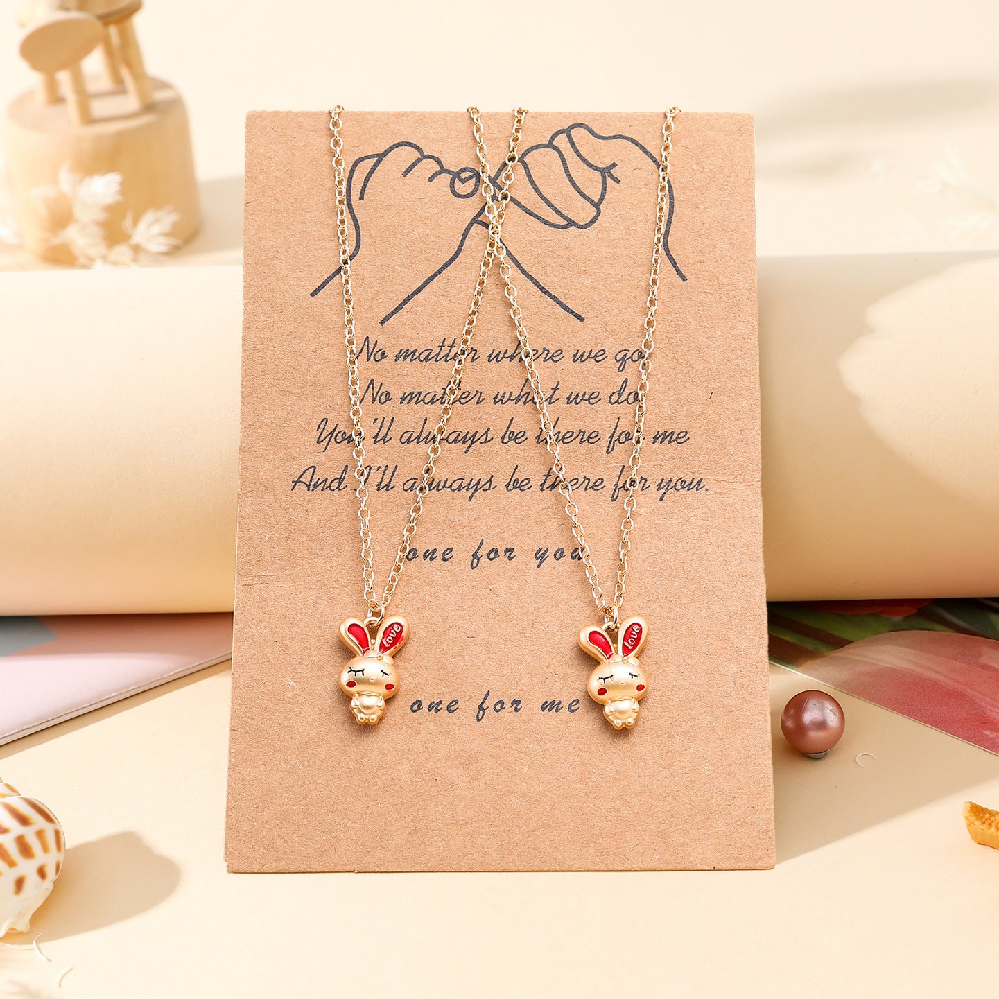 Wholesale  Bunny Pendant Couple Friendship Necklace suit