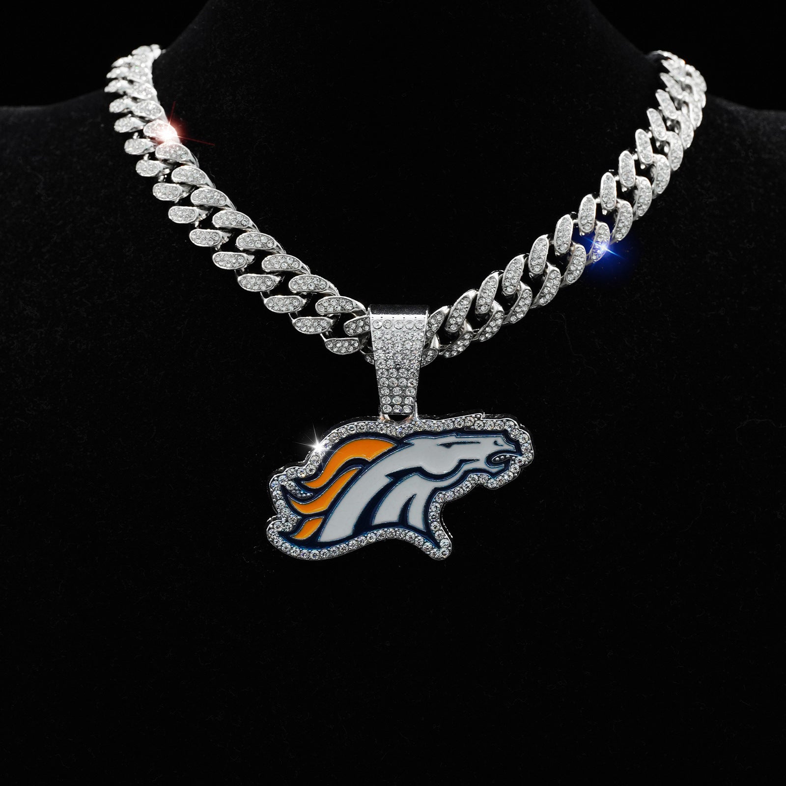 Wholesale Punk hip-hop Cuban chain full diamond animal wolf team pendant necklace