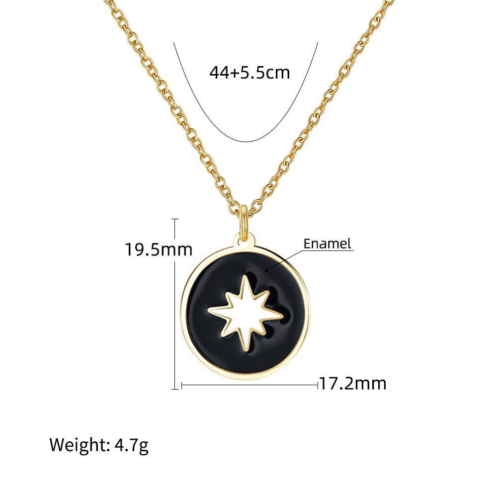 Wholesale  oil dripping necklace moon pattern titanium steel gold-plated necklace