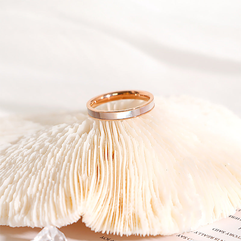 Wholesale Light Luxury Rings Shell Ring Titanium Steel Rings ACC-RS-Hengx001