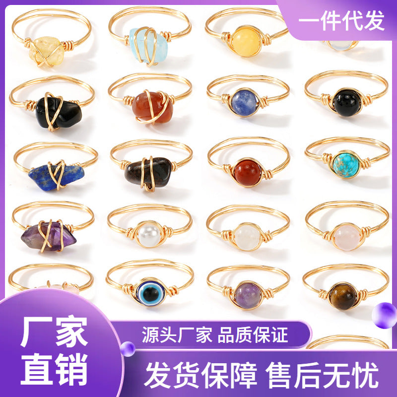 Wholesale Natural Stone Ring Light Luxury Elegant Niche Design Jewelry Accessory Gift