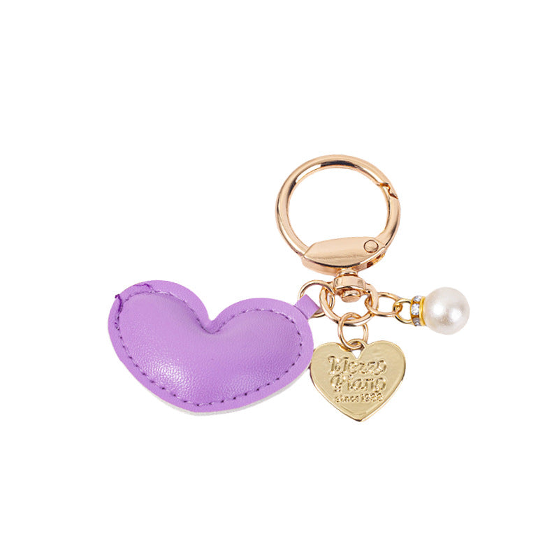 Wholesale Cute Heart Shape Leather Colorful Padded Keychain
